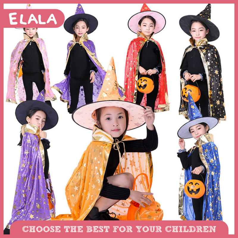 Bộ mũ choàng cho trẻ em phù thủy biểu diễn áo choàng ngôi sao halloween mũ ngôi sao áo choàng halloween áo choàng hóa trang trang phục biểu diễn trang phục biểu diễn
