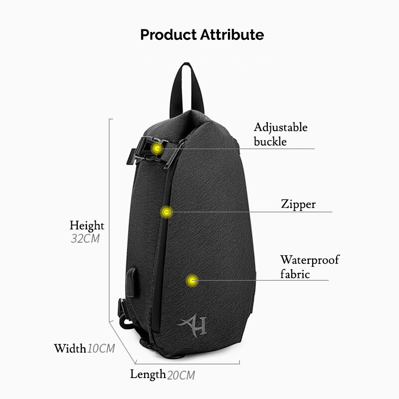 Arctic Hunter Cross-Air Sling Bag (USB) Men Sling Bag Fashion Crossbody Bag Casual Travel Sleek Waterproof Light Weight