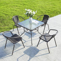 TREDEY Outdoor Furniture Garden Set 4 Chairs and 1 Table For BalconyPatioTerrace