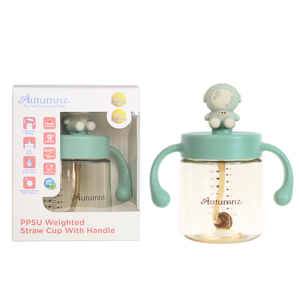 Autumnz PPSU Weighted Straw Cup with Handle | Baby Straw Cup