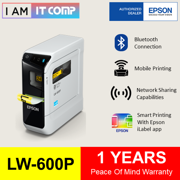 Epson LabelWorks LW-600P Bluetooth PC-Connectable Label Printer / Battery Operated / Support PC & Mobile