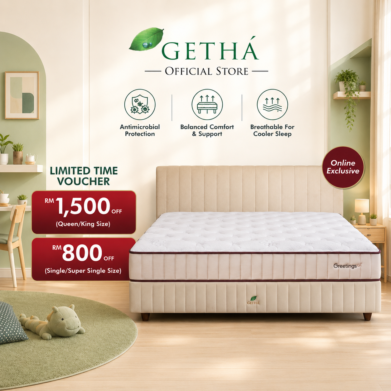 [Online Exclusive] Getha Greetings CU+ Mattress / Tilam