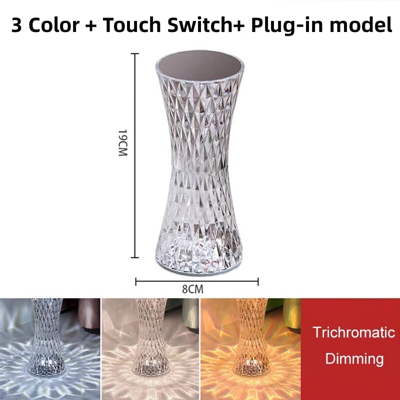 Nordic Crystal Table Light 3/16 Colors Touch Dimmable Night Lights for Bedroom Living Room Study Creative Acrylic Table Light