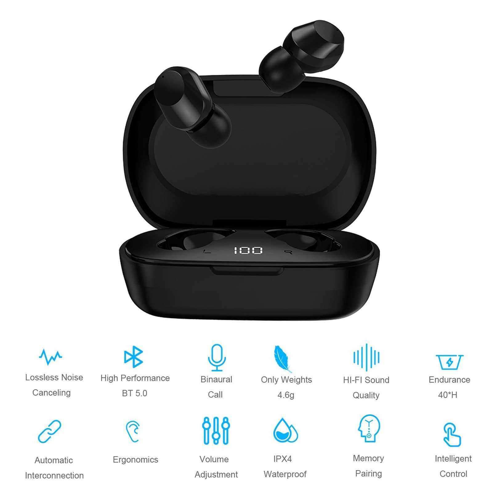 E6 Wireless Binaural Stereo Music Headphones IPX4 Waterproof BT Earbuds with Display with 300mAh Charger Ultra-long Standby (Standard)
