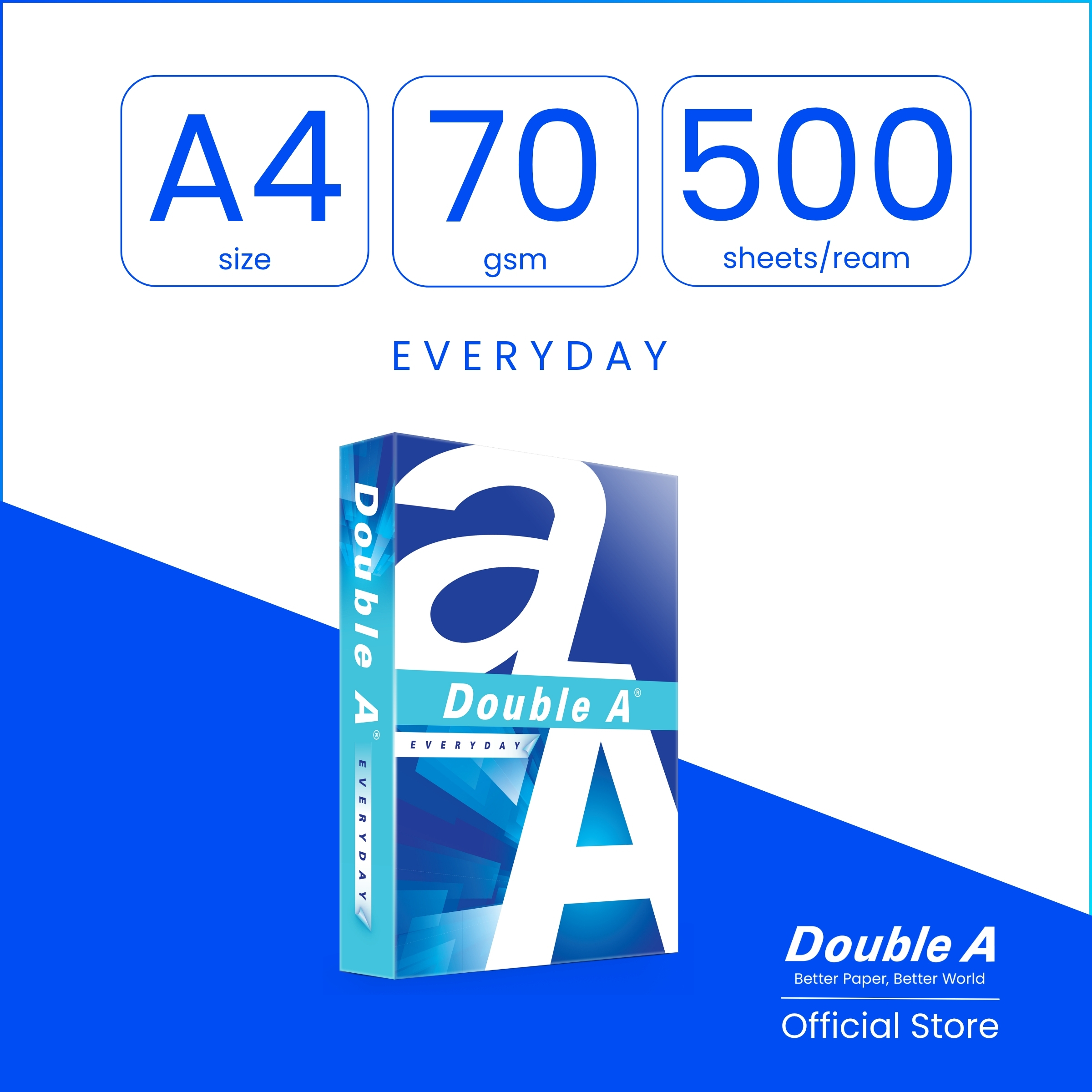 Double A A4 Paper 70gsm (1 ream/500 sheets)
