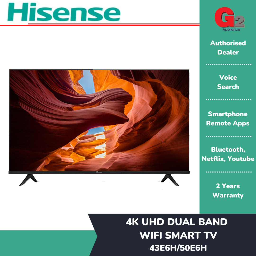 HISENSE (READY STOCK) 4K SMART UHD LED TV (43 INCH) 43E6H / (50 INCH) 50E6H - HISENSE MALAYSIA WARRANTY