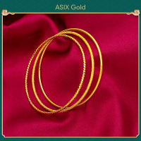 [3 in 1 set]ASIX Gold Korea 24k Thin Bracelet Woman 916 Original Gold Plated 24k三生三世手圈金手镯
