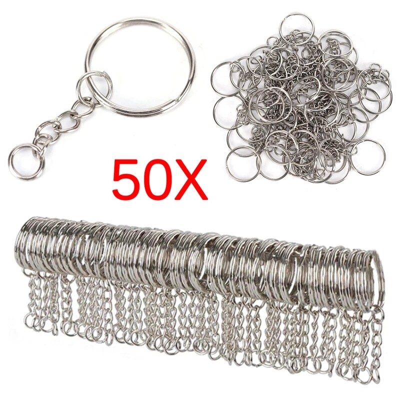 50 cái mạ bạc Khóa Kim Loại chuỗi Nam Nữ phôi chìa khóa thay thế chuỗi chia móc giữ Chìa Khóa Nhẫn Phụ kiện tự làm