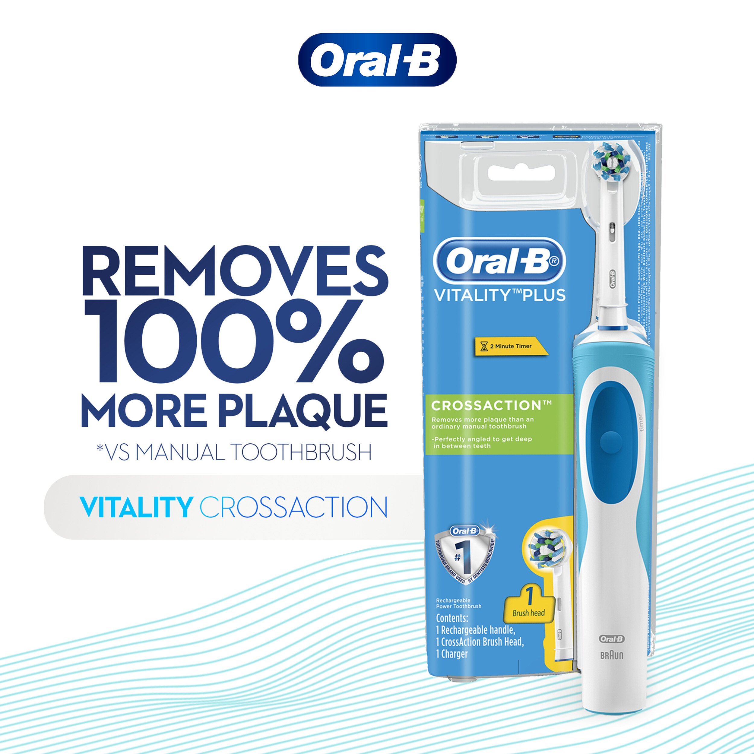 Oral-B Vitality Plus CrossAction Electric Toothbrush Powered By Braun