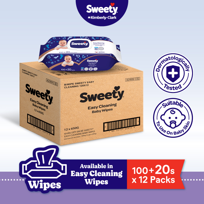 Sweety Easy Cleaning Baby Wipes 120s x 12 Packs