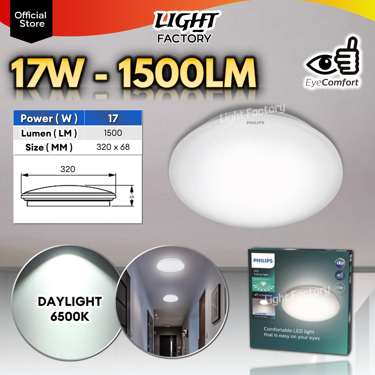 🔥NEW🔥Philips CL200 LED Ceiling Light Surface Mounted LED Ceiling Lamp 10W / 17W / 20W / 24W Daylight Lampu Siling