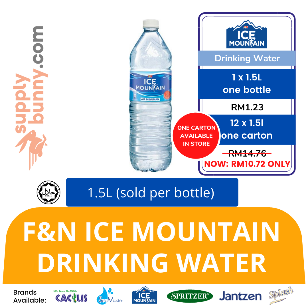 F&N Ice Mountain Drinking Water 1.5Litre (sold per bottle) 饮用水 PJ Grocer Air Minuman F&N