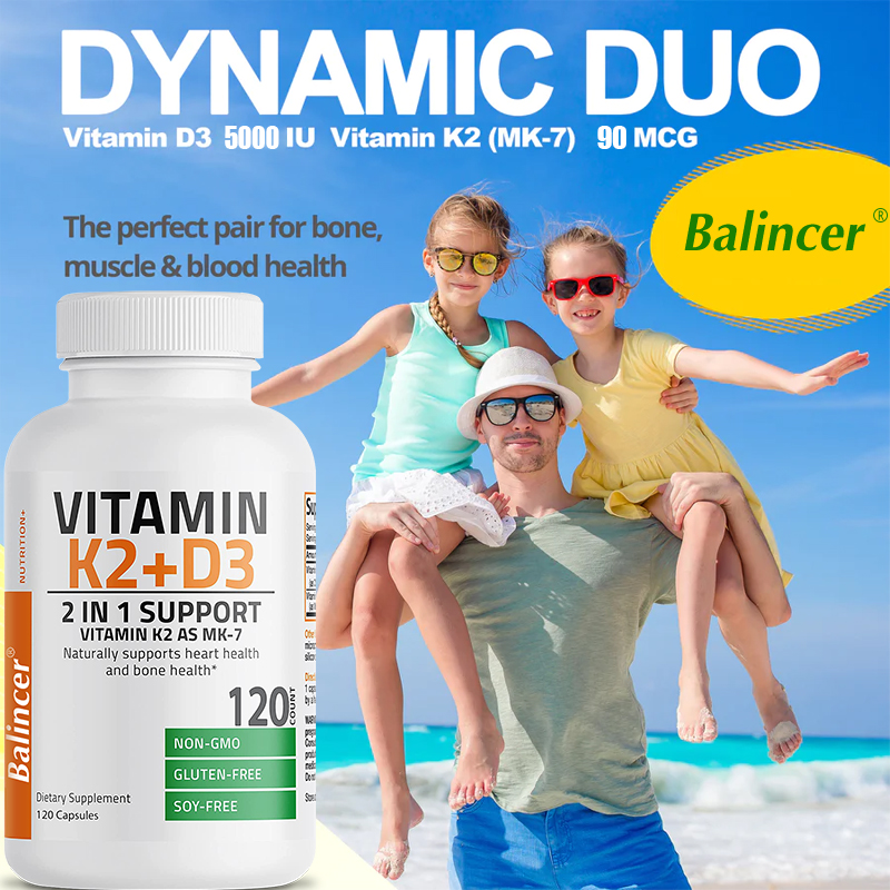 Viên nang balincer vitamin d3+k2 - hỗ trợ tim mạch, cơ xương khớp, tăng cường hệ miễn dịch, tăng cường hấp thu canxi