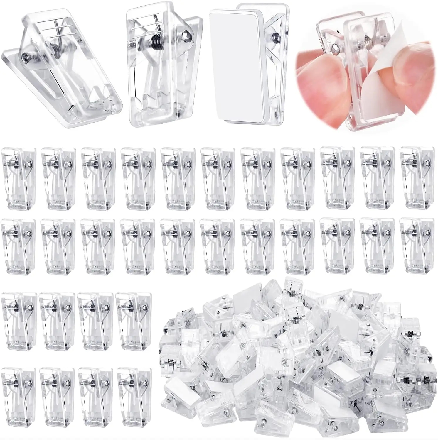 10/20Pcs Self Adhesive Clips Wall Clips Multipurpose Sewing Clips Hanging Clips for Home Office Poster Photo Hanger Decor