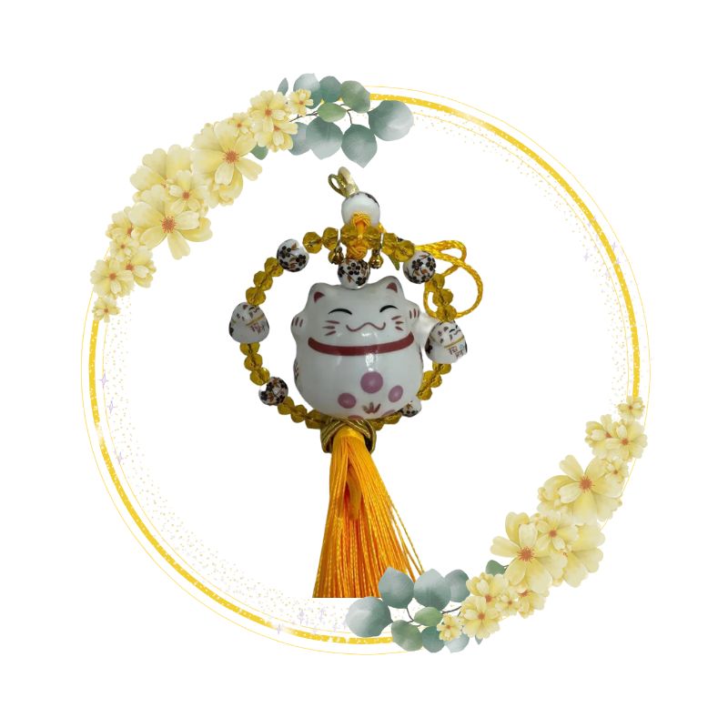 招财猫 CERAMIC MANEKI NEKO LUCKY CAT CAR MIRROR HANGING ACCESORIES CAR PENDANT