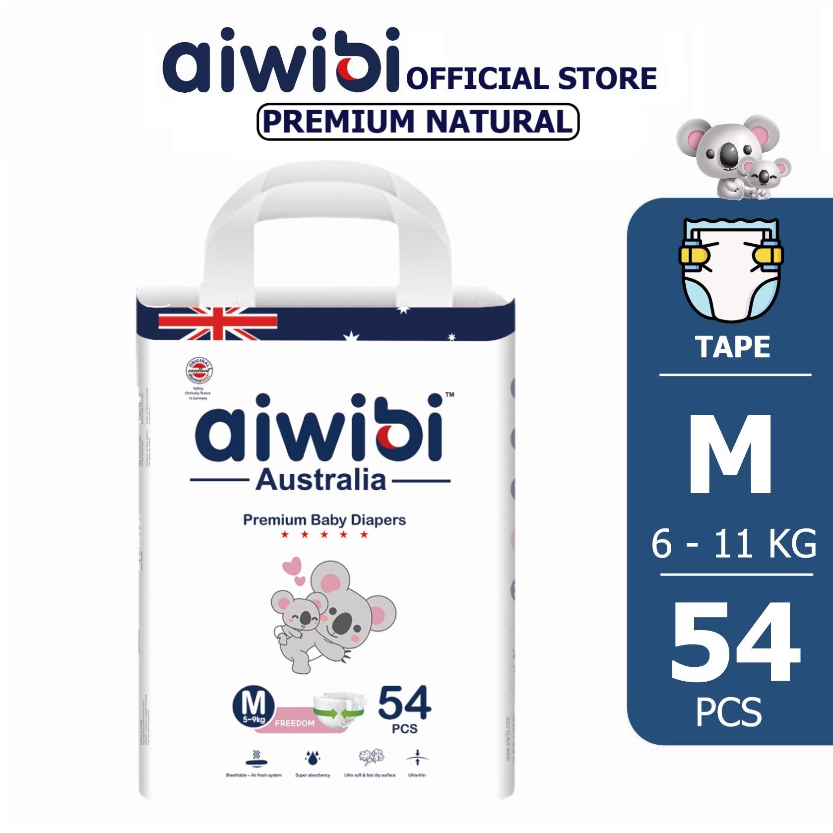 Aiwibi Sample Premium Natural / Comfy Dry Diapers (1x Pack) Disposable ...