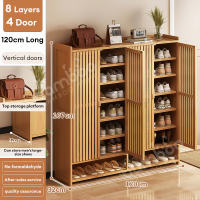 Bamboo Shoe Cabinet Outdoor 2/3/4 Door Closed Shoe Cabinet Dustproof/Breathable Shoe Cabinet