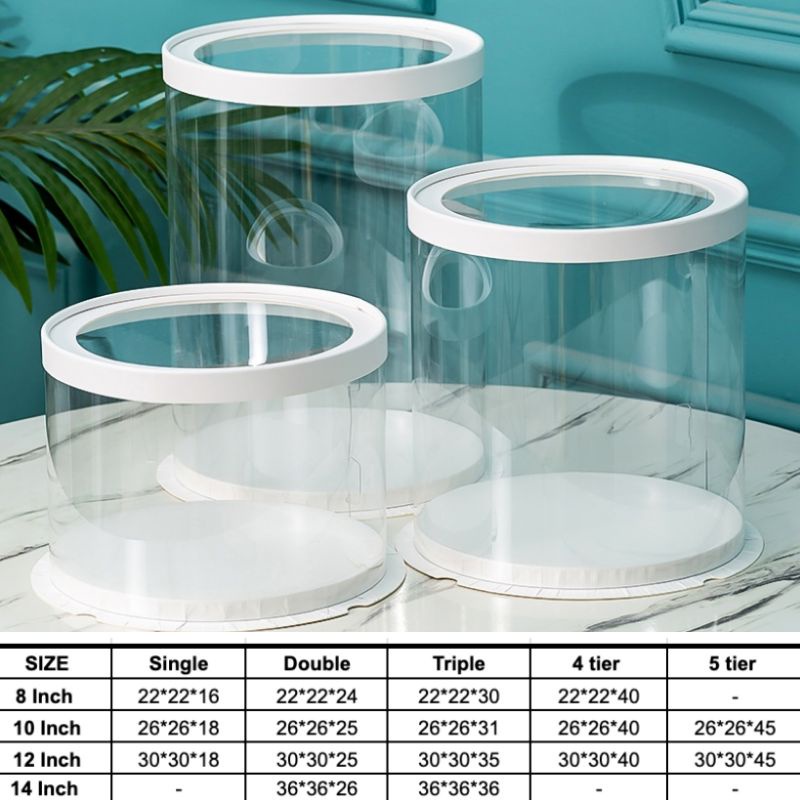 Premium Round Cake Box transparent white Cakebox 8-14inch kotak kek hantaran gift box display box birthday wedding box