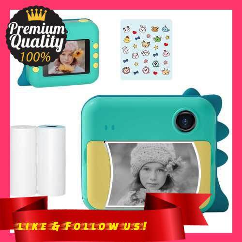 People\'s Choice P1 Kids Camera 32GB Children Instant Camera Photo Printer 2.4 inch IPS Screen Christmas Birthday Gifts for Girls with Printing Paper Support WIFI Transmissin Applicable to Self-adhesive Photo Paper (Green)