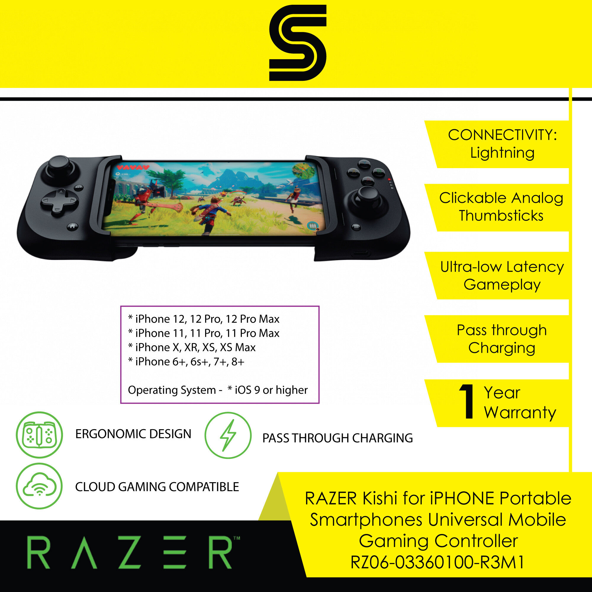 RAZER Kishi for Smartphones Universal Mobile Gaming Controller - RZ06-03360100-R3M1