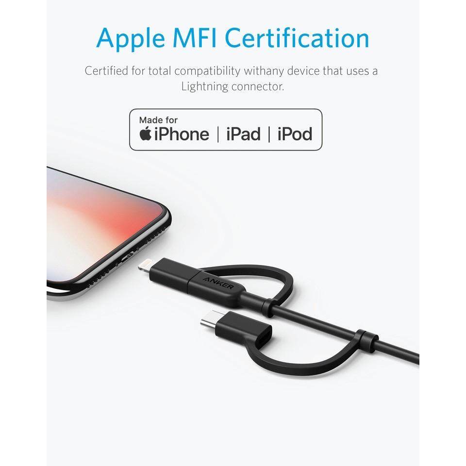 Anker A8436 PowerLine ll 3 in 1 USB-A to USB-C Micro USB Charging Cable with MFI