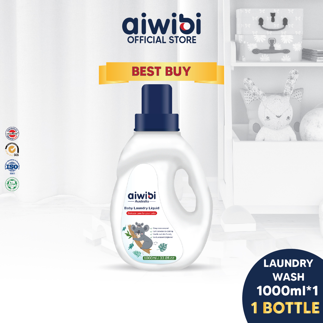 Aiwibi Baby Premium Laundry Wash 1000ml (1 Unit)