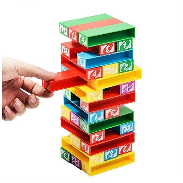 MALAYSIA UNO STACKO GAME STACKING BLOCK GAME W/ UNO TWIST COMPLETE