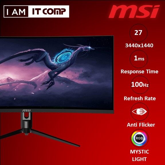 MSI Optix 34 Inch MAG342CQRV UWQHD(3440X1440) , Curved , 1MS , 100Hz , Anti-Flicker , Adaptive-Sync 