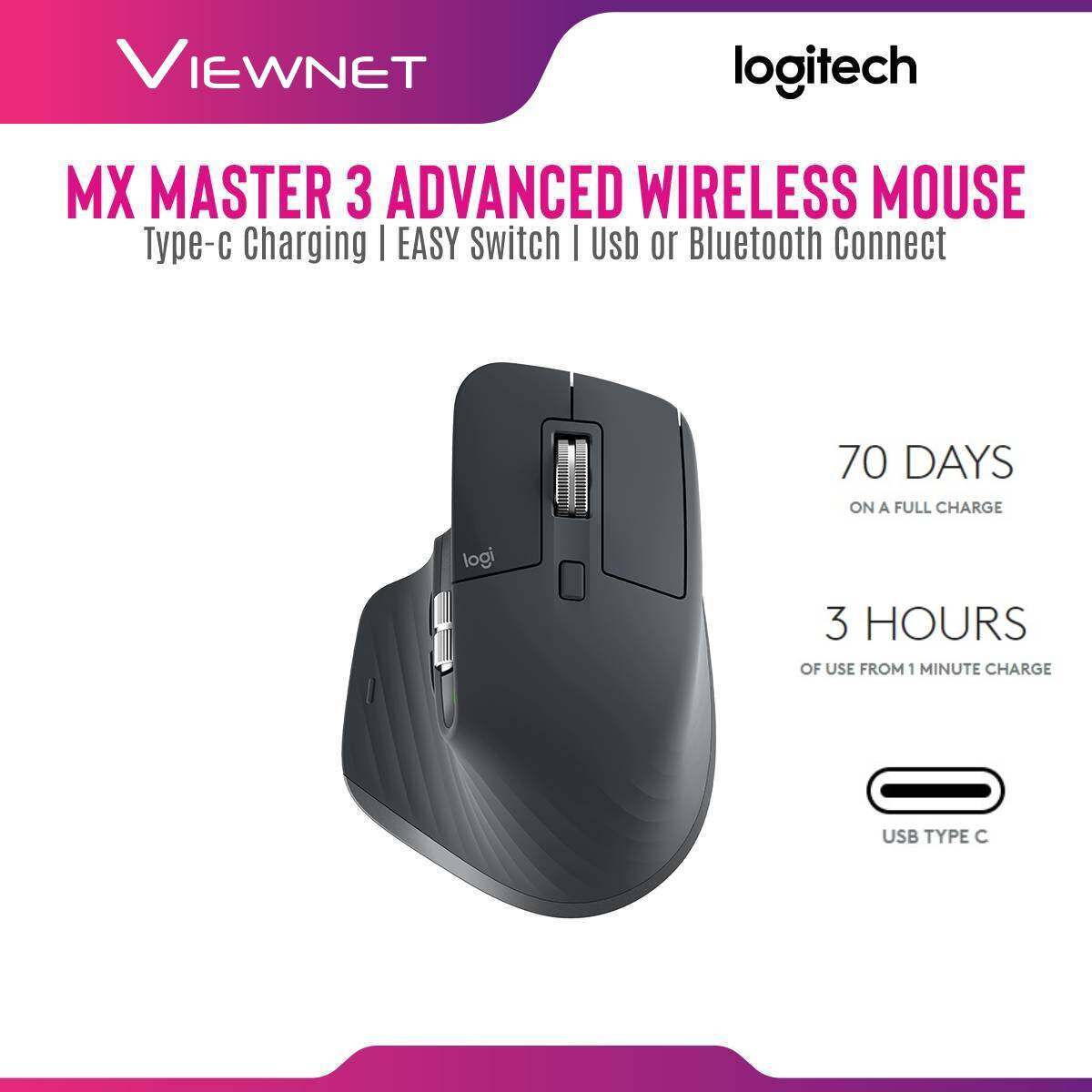 Logitech MX Master 3S / Master 3 Advanced Wireless Mouse with 2.4GHz Wireless and Bluetooth Connection, Shift Scroll Wheel, Multi OS Compatible, Easy-Switch Between 3 Devices