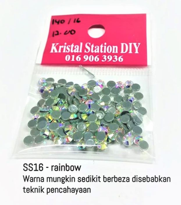 Manik Tampal Iron-On Glass Hotfix Premium Quality (Saiz ss16 ss10 ss20 ss30) Diamond Beads Rhinestones Bling Hanya iron saja ke pakaian