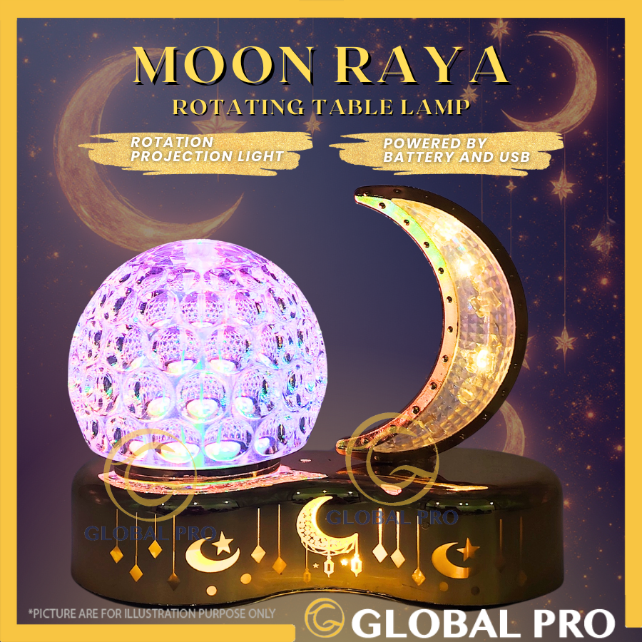 Night Projector Light Crystal Ball Light Table Lamp Bedroom Lamp Starry Lampu Raya Rotating Night Light Starry Light LED