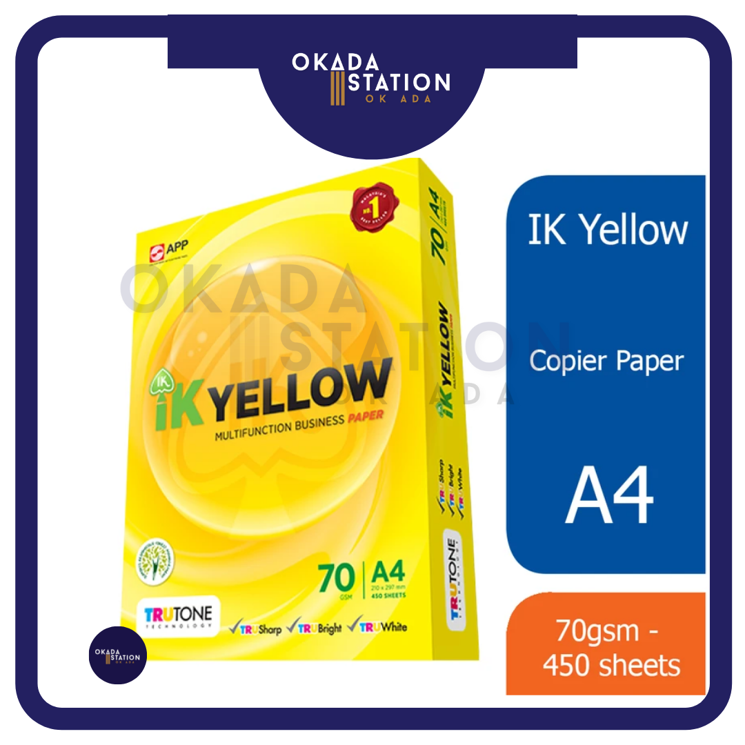 A4 PAPER 70GSM IK YELLOW PAPER -500s / INDAH KIAT / Kertas Putih A4 / White Paper / Kertas Kosong