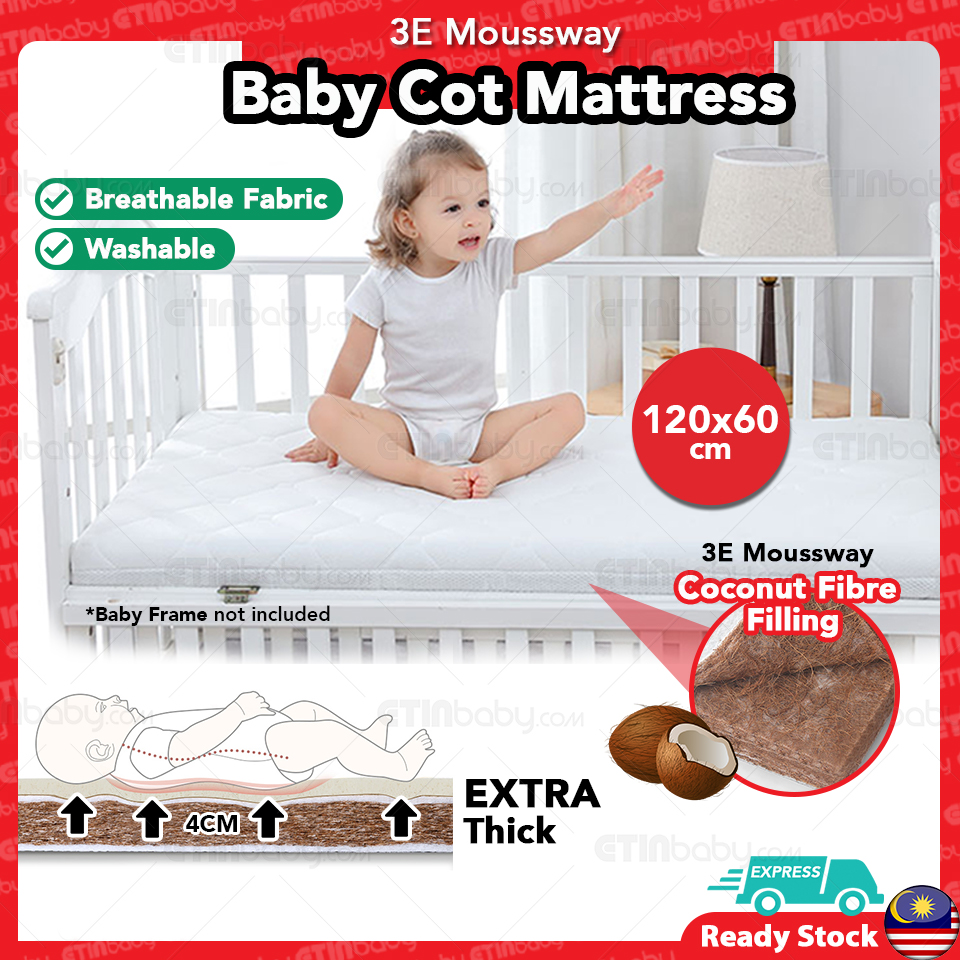 Baby Cot 120*60cm 3E Moussway Mattress Organic Crib Mattress Coconut Fiber Mattress Soft Breathable Baby Bed