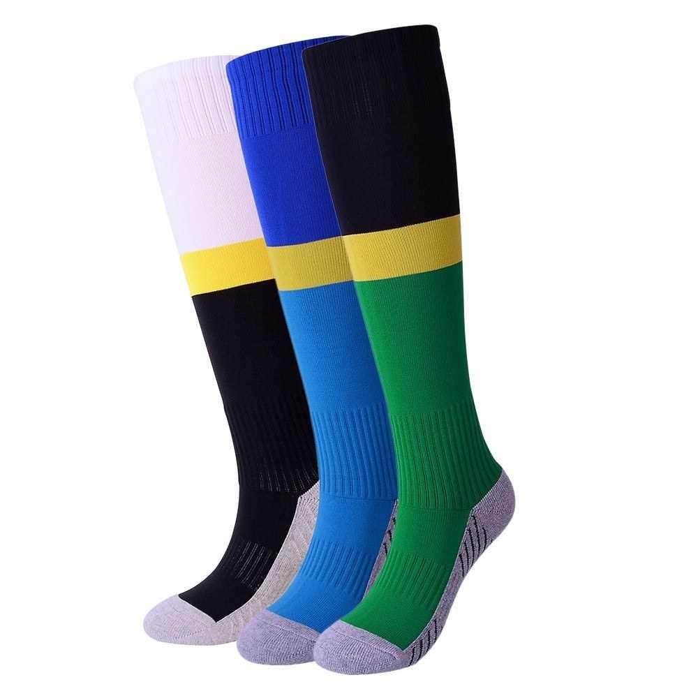 Best Selling Absorbent Youth Soccer Socks Calf Protection Football Socks Sports Stocking Towel Bottom Tube Socks (black)