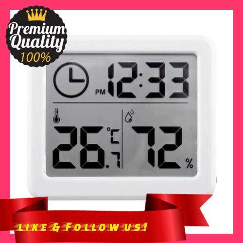 People\'s Choice Digital Hygrometer Electronic Time Temperature Humidity Meters Gauge LCD Display Backlight Indoor Thermometer Hygrometer with Bracket Sticker for Greenhouse Garden Cellar (Standard)