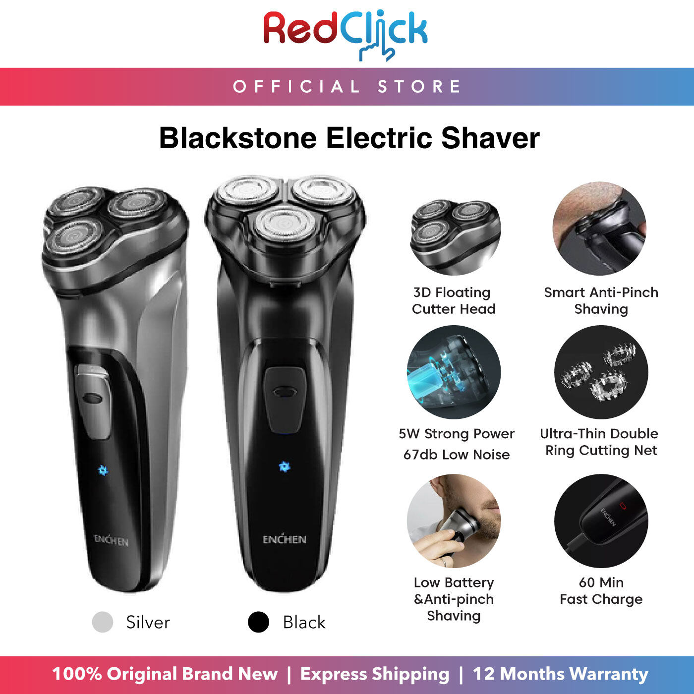 Enchen Blackstone Electric Shaver 3D Floating Cutter Head Ultra-Thin Double Ring Cutter Net
