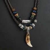 Bohemia Wolf Tooth Pendant Men's Necklace by 