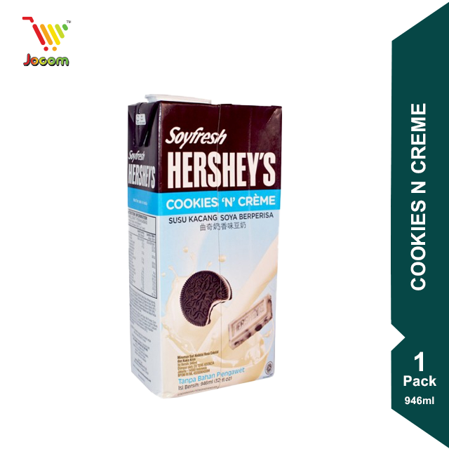 Hersheys Soyfresh Cookies N Crme Flavoured Soya Milk 946ml [KL & Selangor Delivery Only]
