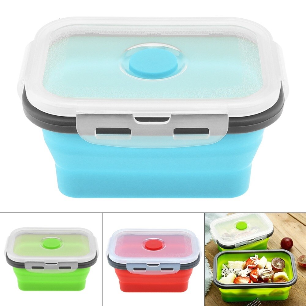[Youpin home furnishing] 1PCS Portable Silicone Lunch Box Rectangle Folding Food Container Bowl 350ML/500ML/800ML/1200ML Three Colors Eco-Friendly