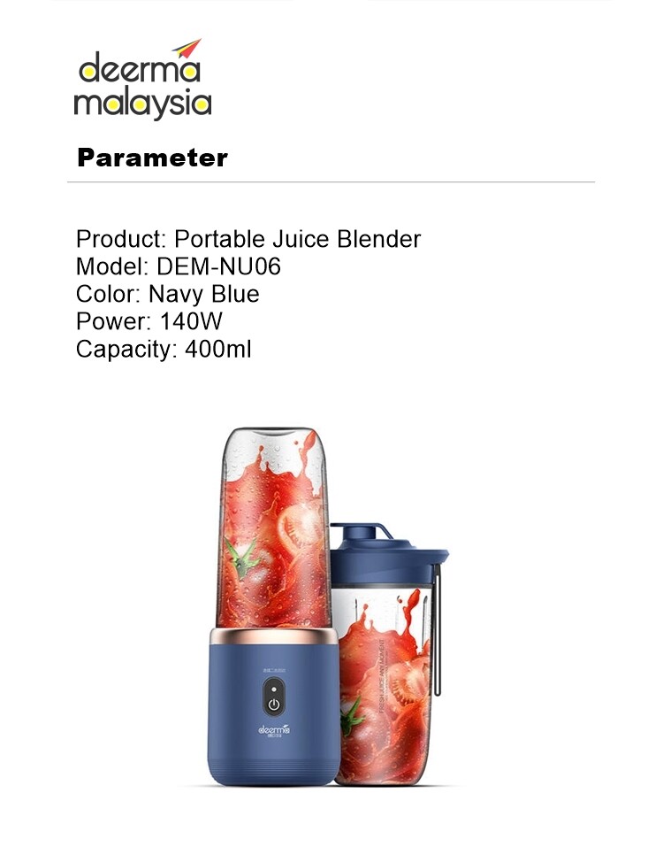 Deerma NU06 Portable Rechargeable Wireless Mini Juicer Blender with