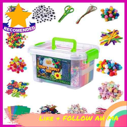 BEST SELLER DIY Arts and Crafts Supplies Kit 2000+ Pieces Set Activity Craft Materials with Carrying Box Handmade Educational Gift for Students School Kindergarten Home Craft Art Supplies (Standard)