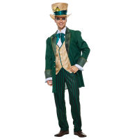 Mens Alice in Wonderland Mad Hatter Costume Halloween Deluxe Gentmen Cosplay