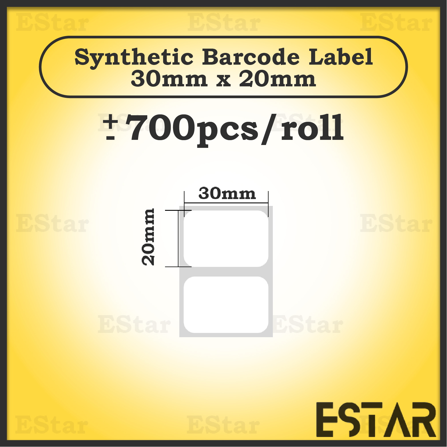 20 Size Waterproof Synthetic Barcode Label Stickers Kalis Air High Quality Sintetik Barcode Label BC03A