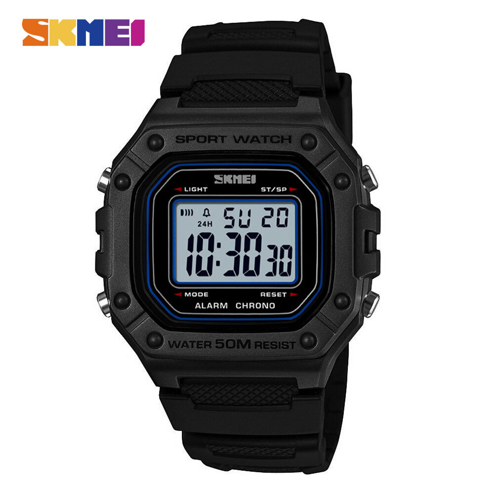 Skmei men thể thao đồng hồ đồng hồ chống thấm nước đồng hồ bấm giờ đèn nền led báo động chrono kỹ thuật số đồng hồ đeo tay 1496
