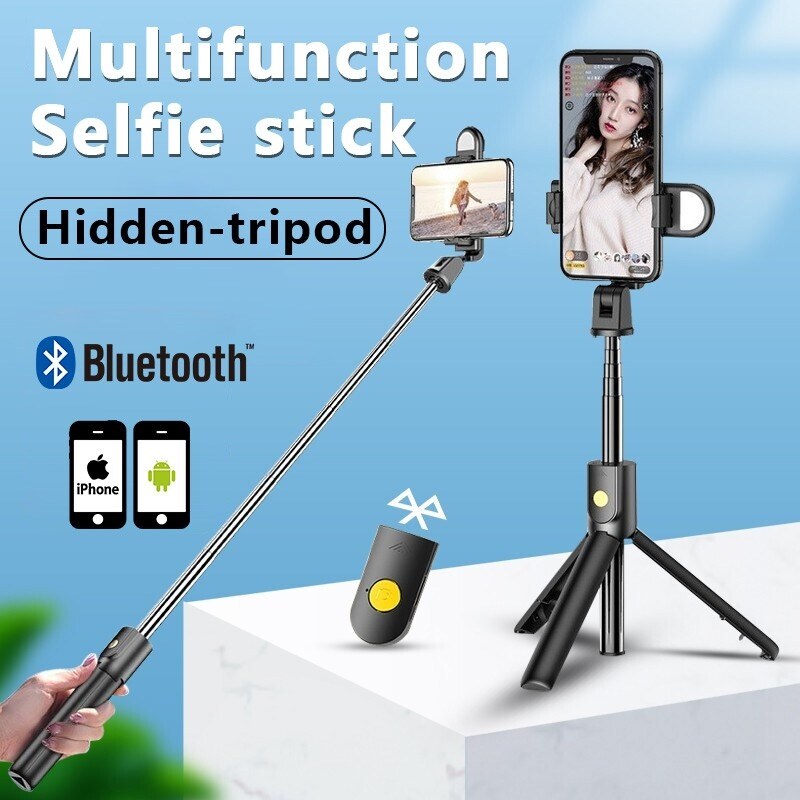 [New Age Digital] vixi Selfie Stick mini cầm tay kéo dài 360 ° đèn chiếu sáng phụ điện thoại di động phát sóng trực tiếp Giá đỡ chân máy Ba Chân tích hợp bluetooth đa chức năng phù hợp cho tạo tác máy ảnh