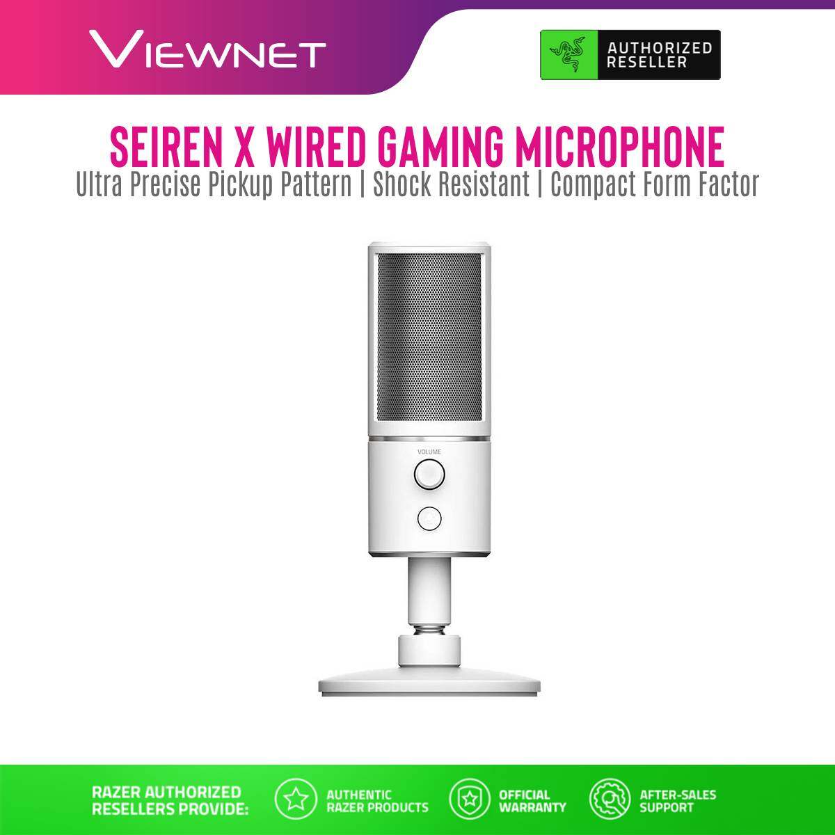 Razer Gaming Microphone Seiren X (Classic Black / Quartz Pink / Mercury White) with Mute Button, Shock Resistant, Ultra-Precise Pickup Pattern
