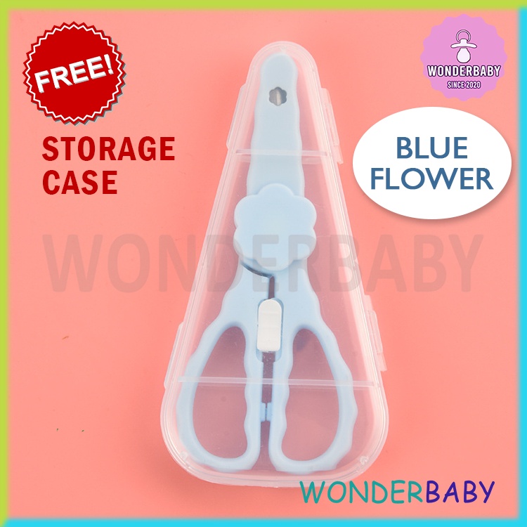 Baby Food Scissors [FREE STORAGE CASE] Safety Lock Noodle Spaghetti Cutter Gunting Makanan Bayi