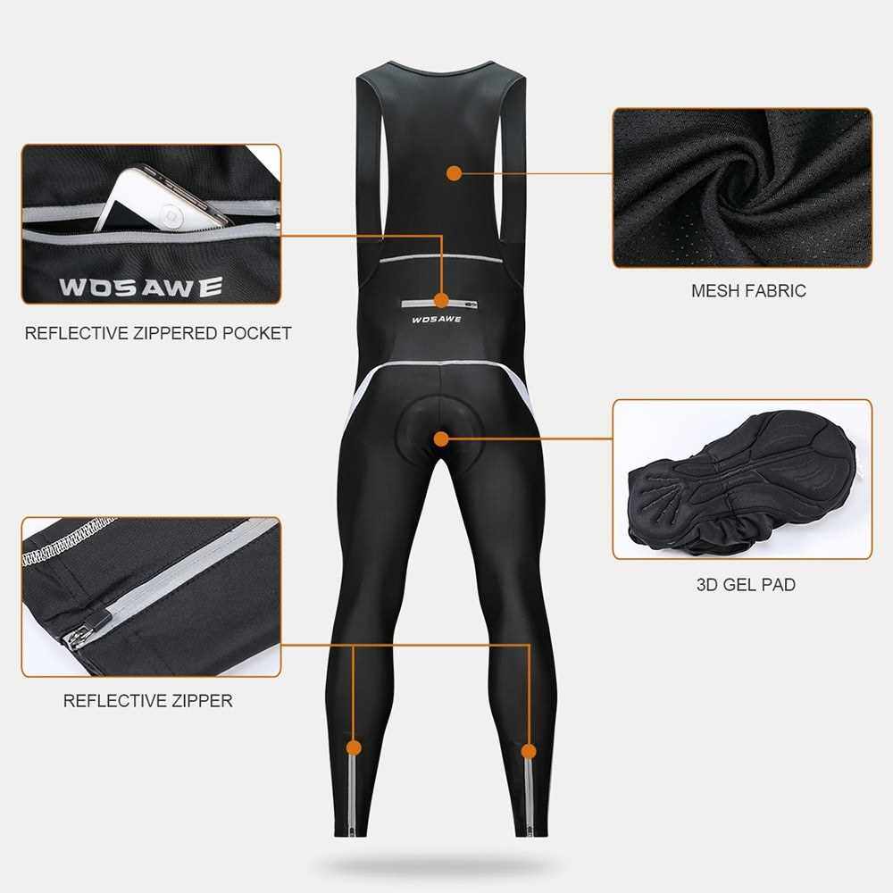 Best Selling Cycling Bib Trousers Autumn Winter Thermal 3D Gel Padded Cycling Bib Pants Mountain Bike Pants Bicycle Tights (White)