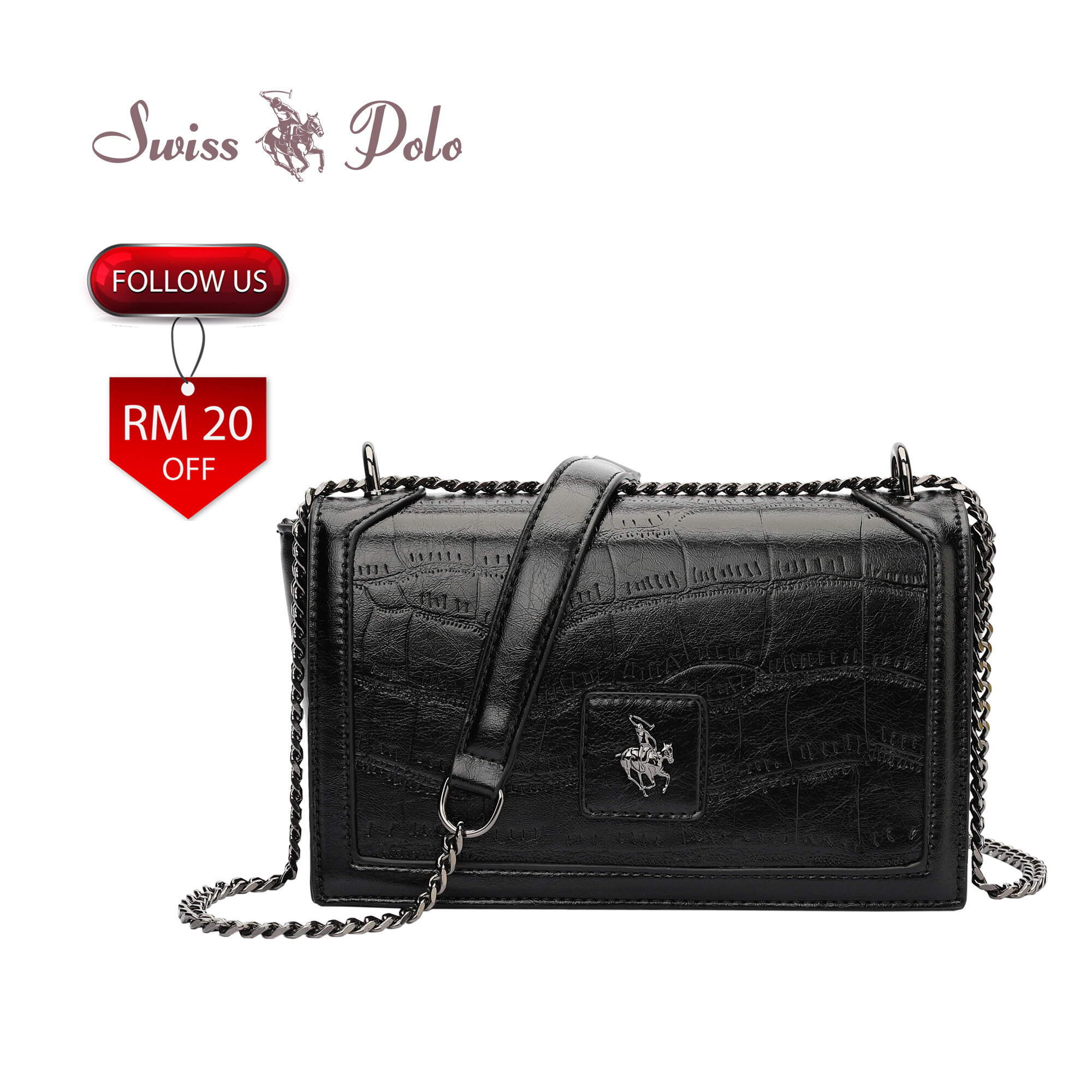 SWISS POLO Ladies Chain Sling Bag HBP 606-1 BLACK