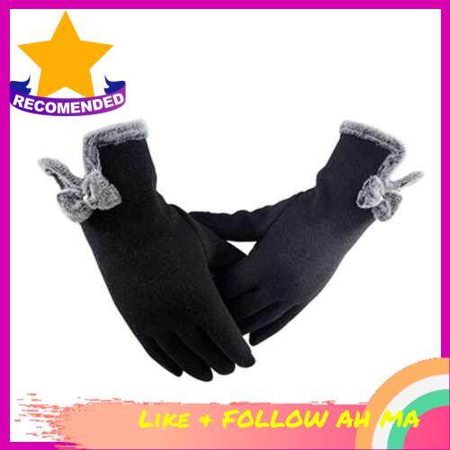 Best Selling Women Fall Winter Warm-Keeping Screen Touching Gloves (Black)